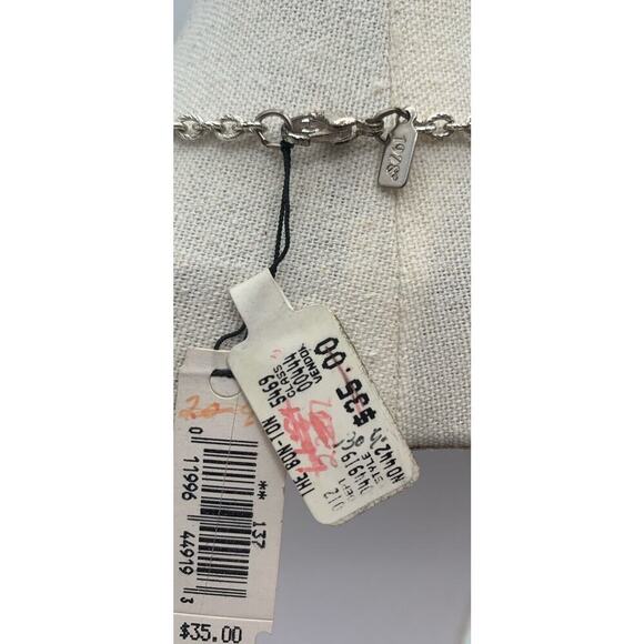 Vintage NWT 1928 Brand Beautiful Silver Tone Hearts & Enamel Flower Necklace - Picture 4 of 5